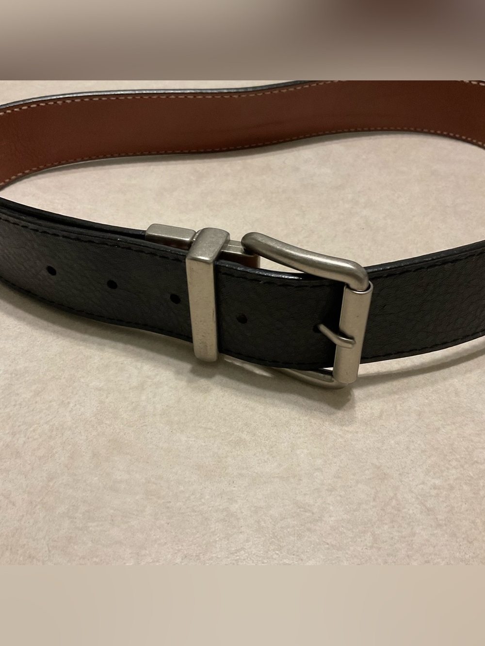 Levi’s Faux Leather belt, black & silver, EUC